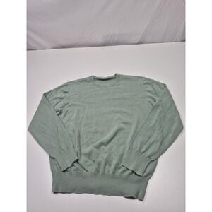 Spier & Mackay Sweater Mens XL Green Linen Cotton Crewneck Lightweight Knit
